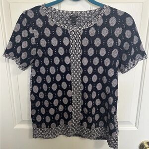 J. Crew Navy Blue Paisley Blouse. In EUC. Size XS